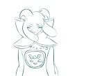  1boy adult androgynous asriel_dreemurr asriel_hyperdeath_adult caprine god_of_hyperdeath male_focus monochrome solo tagme undertale upper_body white_background 