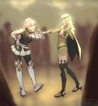  2girls armor artist_request blonde_hair breasts fire_emblem fire_emblem_if long_hair multiple_girls nintendo ophelia_(fire_emblem_if) panties pink_hair smile soleil_(fire_emblem_if) underwear yuri 