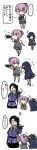  ... 3girls ? aircraft airplane asymmetrical_hair betchan black_eyes black_hair blue_eyes bow collared_shirt comic hayashimo_(kantai_collection) highres jacket kantai_collection long_hair long_image multiple_girls nachi_(kantai_collection) neck_ribbon no_mouth pink_eyes pink_hair ponytail red_bow red_ribbon remodel_(kantai_collection) ribbon school_uniform shiranui_(kantai_collection) shirt side_ponytail simple_background spoken_ellipsis tall_image translation_request vest 