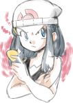  1girl angry blue_eyes blue_hair blush female hainchu hikari_(pokemon) looking_at_viewer nintendo pokemon sketch solo white_background 