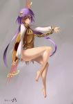  1girl barefoot biwa_lute chains female lavender_eyes leekyo purple_hair touhou tsukumo_benben violet_eyes 
