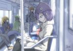  blue_eyes coat hat headphones precipitation24 purple_hair train zone-tan 