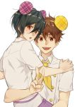  2boys animal_ears brothers denkiobake high_speed! kirishima_ikuya kirishima_natsuya koala_ears male_focus multiple_boys ribbon tears uniform v 