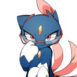  blush glasses gloomy_rabbit looking_at_viewer no_humans pokemon red_eyes sneasel 