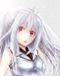  1girl isla_(plastic_memories) long_hair looking_at_viewer open_mouth plastic_memories re:rin shirt silver_hair solo violet_eyes white_shirt 