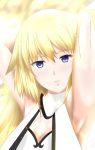  1girl armpits arms_up blonde_hair blue_eyes chains fate/apocrypha fate/grand_order fate_(series) highres parted_lips ruler_(fate/apocrypha) serkior solo 