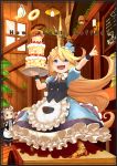 &gt;:3 &gt;:d 2girls :3 :d animal_hat apron armor armored_boots bangs blonde_hair blue_eyes blush boots brown_hair cake candle chalkboard character_request charlotta_(granblue_fantasy) collared_shirt cover cover_page crown cup doughnut dress english food frilled_apron frills fruit granblue_fantasy hat holding indoors kettle legs_apart light looking_at_another maid_headdress multiple_girls o_(rakkasei) open_mouth outstretched_arm petticoat plant pointing pointy_ears potted_plant puffy_short_sleeves puffy_sleeves shirt short_sleeves smile standing strawberry strawberry_shortcake swept_bangs teacup tray waist_apron waitress window wing_collar wooden_floor wooden_wall wrist_cuffs 