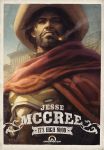  1boy beard cape character_name cigar copyright_name cowboy_hat facial_hair hat highres looking_down male_focus mccree_(overwatch) mustache overwatch poster smoke solo stanley_lau 
