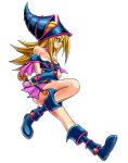  1girl bare_legs bare_shoulders blonde_hair breasts dark_magician_girl duel_monster female green_eyes hat large_breasts legs long_hair magical_girl shiny shiny_skin skirt smile witch_hat yu-gi-oh! yuu-gi-ou_duel_monsters 