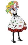  1girl don&#039;t_hug_me_i&#039;m_scared dress high_heels lipstick makeup multicolored_hair notepad_(dhmis) personification two-tone_hair white_skin 