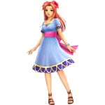  1girl bracelet feet flower jewelry marin_(the_legend_of_zelda) necklace redhead sandals the_legend_of_zelda the_legend_of_zelda:_link&#039;s_awakening zelda_musou 