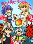  4girls bikini blonde_hair blue_hair breast_envy breasts gloria_tyler grace_tyler green_eyes large_breasts long_hair multiple_girls red_eyes school_swimsuit serena_(yuu-gi-ou_arc-v) silver_hair swimsuit tagme tenjouin_asuka yellow_eyes yu-gi-oh! yuu-gi-ou_arc-v yuu-gi-ou_gx 