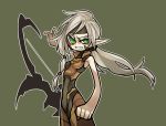  1girl armor battleborn bow_(weapon) elf grey_hair long_hair pointy_ears ponytail solo thorn_(battleborn) white_hair 