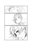  2girls akigumo_(kantai_collection) blush bow bowtie closed_eyes comic couch hair_ribbon highres isetta kagerou_(kantai_collection) kantai_collection long_hair monochrome multiple_girls ponytail ribbon school_uniform sleeping smile twintails vest 