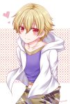  1boy blonde_hair child child_gilgamesh fate/grand_order fate/hollow_ataraxia fate_(series) hood hoodie male_focus midriff red_eyes seine_(blueagate) short_hair smile solo younger 