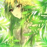  1girl green idolmaster idolmaster_cinderella_girls ninomiya_asuka noda_(yncoon) orange_hair plant solo violet_eyes wet 