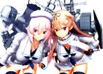  2girls 3d alternate_breast_size alternate_costume breasts harusame_(kantai_collection) hat highres japan_maritime_self-defense_force kantai_collection large_breasts mikumikudance multiple_girls remodel_(kantai_collection) scarf side_ponytail sierra_(ws) skirt white_hat white_scarf white_skirt yuudachi_(kantai_collection) 