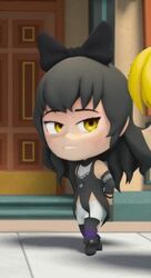  2girls 3d animated animated_gif black_hair blake_belladonna bow chibi multiple_girls rwby rwby_chibi yang_xiao_long 