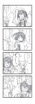  &gt;_&lt; 0_0 2girls 4koma 51_(akiduki) bare_shoulders closed_eyes comic commentary_request elbow_gloves gloves greyscale highres kantai_collection monochrome multiple_girls nowaki_(kantai_collection) remodel_(kantai_collection) scarf school_uniform sendai_(kantai_collection) serafuku translation_request two_side_up 