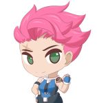  1girl chibi green_eyes jcdr looking_at_viewer muscle overwatch pink_hair zarya_(overwatch) 