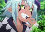  1girl animated animated_gif blue_hair dark_skin demon_girl horns lilith_(monster_musume) monster_girl monster_musume_no_iru_nichijou short_hair yellow_eyes 