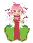  bandage bandaged_arm bun_cover cuffs double_bun flower ibaraki_kasen ini_(inunabe00) pink_eyes pink_hair pink_rose rose shackles short_hair touhou 