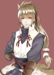  1boy arrow brown_eyes fire_emblem fire_emblem_if gloves grey_eyes highres long_hair male_focus ponytail red_background simple_background solo takumi_(fire_emblem_if) 