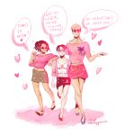  2boys black_hair blonde_hair cosplay crossdressinging english fabulous getchen_wieners glasses heart high_heels karen_smith levi_(shingeki_no_kyojin) mean_girls multiple_boys nagimanagi navel ponytail regina_george shingeki_no_kyojin shirt short_hair skirt sunglasses text 