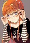  1girl glasses headphones hijiri_ruka long_hair orange_hair persona persona_5 sakura_futaba smile solo 