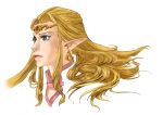  1girl blonde_hair blue_eyes dress face long_hair pointy_ears princess_zelda solo the_legend_of_zelda tiara triforce 