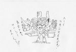  1girl autobot cannon crossover full_body holding kamizono_(spookyhouse) kantai_collection machine machinery mecha monochrome no_humans open_mouth robot science_fiction smile solo sword transformers translation_request turret weapon windblade 