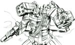  1boy 80s autobot bomb cannon gun handgun holding kamizono_(spookyhouse) machine machine_gun machinery mecha monochrome no_humans oldschool optimus_prime rifle robot science_fiction solo transformers weapon 