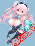  1girl breasts headphones large_breasts nitroplus pink_hair red_eyes smile solo super_sonico 