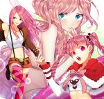  3girls :o bikini_top blue_eyes blush breasts capelet cleavage curry_gohan drill_hair giantess hair_ornament hair_ribbon hairclip hand_to_own_mouth jacket jewelry_bonney long_hair mermaid midriff monster_girl multiple_girls one_piece open_clothes open_jacket perona pink_hair red_eyes ribbon shirahoshi short_shorts shorts suspenders tank_top thigh-highs trait_connection twin_drills twintails 