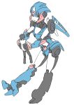  1boy 1girl arcee autobot blue_eyes glowing glowing_eyes ground_vehicle high_heels highres luckyb machine machinery mecha mecha_girl motor_vehicle motorcycle open_mouth robot science_fiction smile transformers transformers_prime 