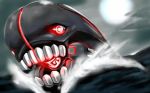  1boy cannon glowing glowing_eyes i-class_destroyer kamizono_(spookyhouse) kantai_collection machine machinery mecha monster mouth ocean open_mouth red_eyes shinkaisei-kan solo teeth water weapon 