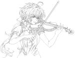  1girl highres instrument monochrome rhapsode senki_zesshou_symphogear solo violin yukine_chris 