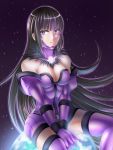  1girl black_hair breasts cleavage galacta gloves marvel thigh_boots violet_eyes 