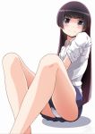  1girl black_hair blush gokou_ruri long_hair mole mole_under_eye ore_no_imouto_ga_konna_ni_kawaii_wake_ga_nai panties pantyshot pantyshot_(sitting) sitting skirt sleeves_rolled_up smile solo suzumeko underwear violet_eyes white_panties 