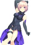  1girl blush elbow_gloves fate/grand_order fate_(series) gloves hair_over_one_eye looking_at_viewer omochi_no_kimochi parted_lips pink_hair shielder_(fate/grand_order) short_hair solo violet_eyes 