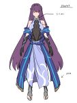  1girl alternate_costume breasts elbow_gloves fate/grand_order fate_(series) gloves highres large_breasts long_hair purple_hair red_eyes scathach_(fate/grand_order) shimo_(s_kaminaka) sketch solo stole very_long_hair 