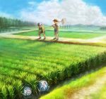  bug_catcher_(pokemon) clouds grass hat inumura_(inu_noya) nature npc_trainer pokemon poliwag shorts trees water youngster_(pokemon) 