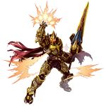  1boy armor gold_armor greatsword kamen_rider kamen_rider_blade kamen_rider_blade_(series) kaneko_tsukasa male solo spades_(playing_card) sword thunder weapon 