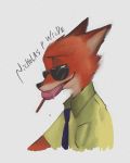  1boy artist_request disney fox fox_ears from_side furry glasses green_eyes nick_wilde simple_background solo sunglasses white_background zootopia 