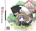  0_0 1girl blush_stickers brand_name_imitation bucket cero chibi commentary_request cover game_cover gomasamune hat hoe holding kantai_collection looking_at_viewer parody re-class_battleship revision rune_factory scarf seal shimakaze_(kantai_collection) shimakaze_(seal) shinkaisei-kan short_hair silver_hair straw_hat tail translated violet_eyes worktool 