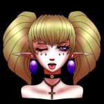  agitha artist_request blonde_hair choker earrings jewelry necklace nintendo the_legend_of_zelda the_legend_of_zelda:_twilight_princess tongue tongue_out twintails violet_eyes wink 