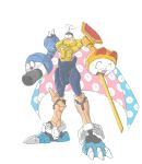  armor bandai cape character_request digimon doraemon fusion gem helmet horns mecha monster no_humans omegamon parody royal_knights 