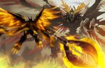  alphamon alphamon_ouryouken armor bandai battle cape character_request digimon dragon epic fight flying full_armor helmet kyūkyoku_senjin_ouryūken monster no_humans royal_knights sword weapon wings 