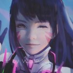  1girl ;) artist_name d.va_(overwatch) facial_mark female gradient gradient_background one_eye_closed overwatch realistic smile solo whisker_markings wlop 
