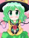  flower geetsu green_eyes green_hair hat komeiji_koishi rose smile touhou 